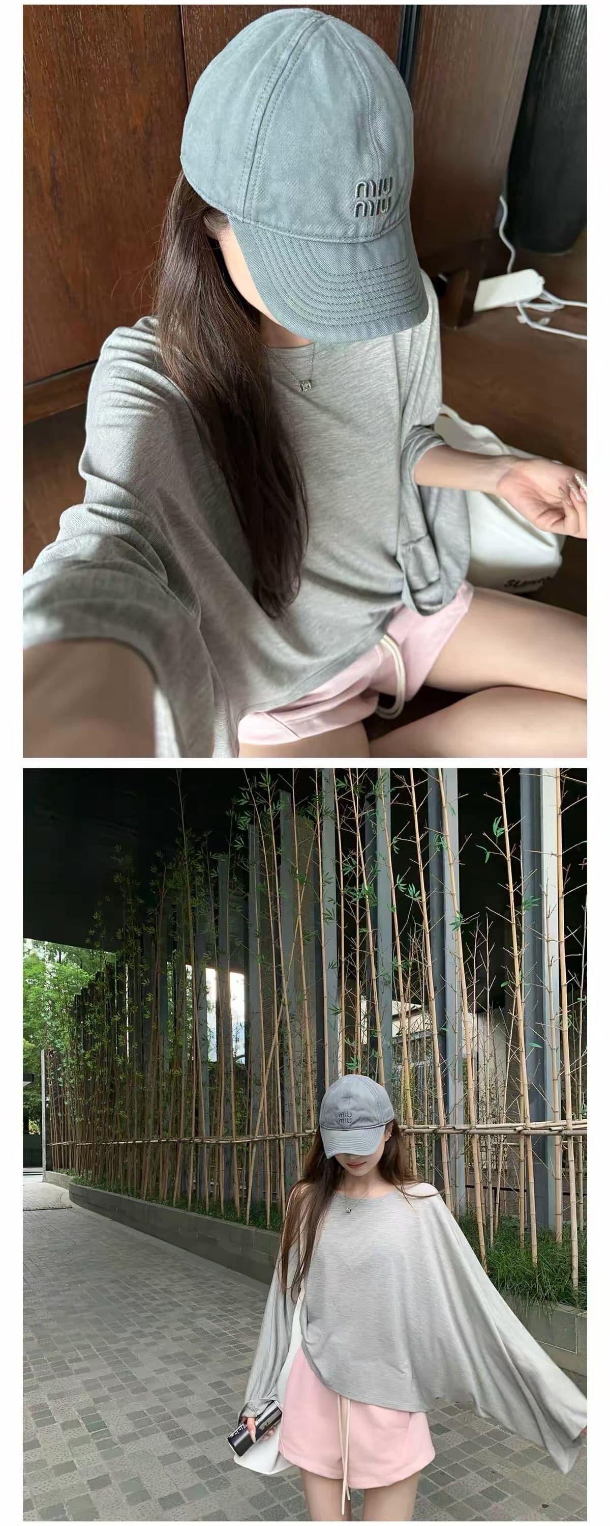 200그램 주간 실크 더블 실 100 라이 경기 서울 박쥐 비료 소매 느슨함 느긋한 루즈핏 그레이트 긴팔 티셔츠 여성 상세 이미지 10