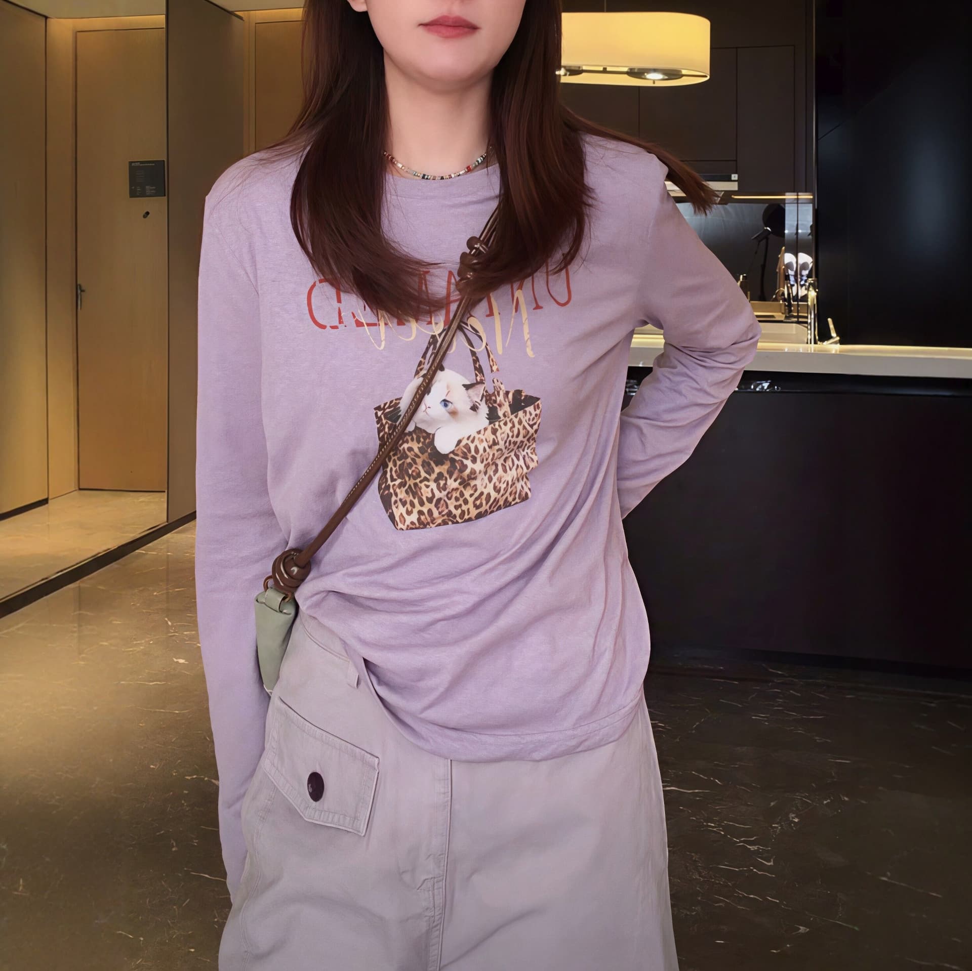 180 그램 75 면 25 폴리에스터 2026 봄 가을 새로운 한국 스타일 긴팔 티셔츠 여성 디자인 센스 이미지 4