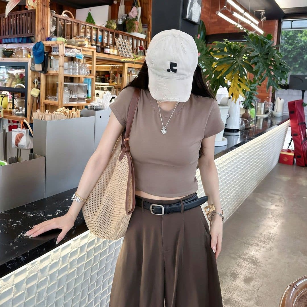 210 그램 92 면 8 암모니아 Lun 2026 봄 가을 새로운 한국 스타일 긴팔 티셔츠 여성 디자인 센스 이미지 2