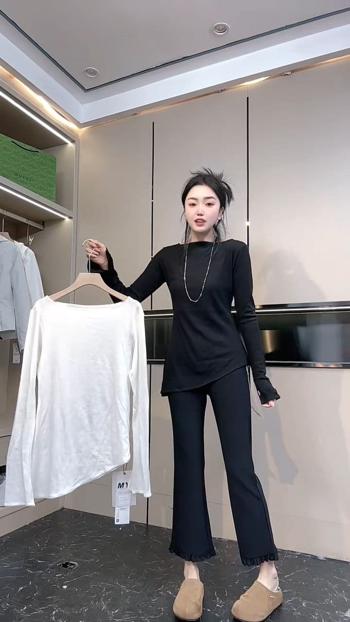 210 그램 92 면 8 암모니아 Lun 2026 봄 가을 새로운 한국 스타일 긴팔 티셔츠 여성 디자인 센스 상세 이미지 3