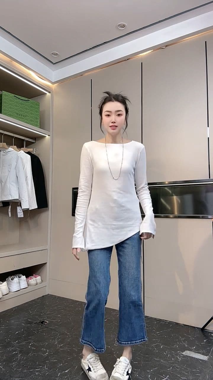 210 그램 92 면 8 암모니아 Lun 2026 봄 가을 새로운 한국 스타일 긴팔 티셔츠 여성 디자인 센스 상세 이미지 4