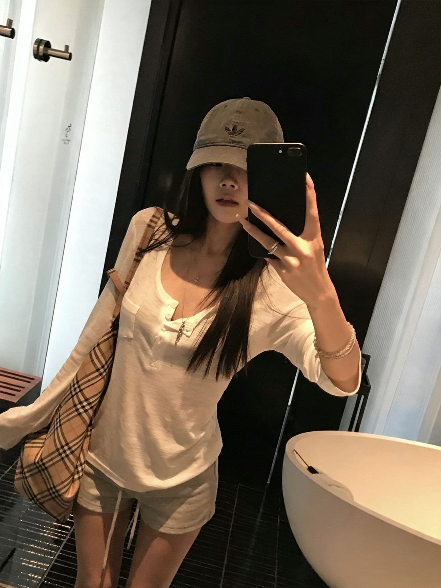 260 그램 사람들 면 대나무 마디 93 접착제 7 암모니아 Lun 헨리 칼라 긴팔 티셔츠 여성 가을 몸매 가꾸기 기본 셔츠 맨위 상세 이미지 6