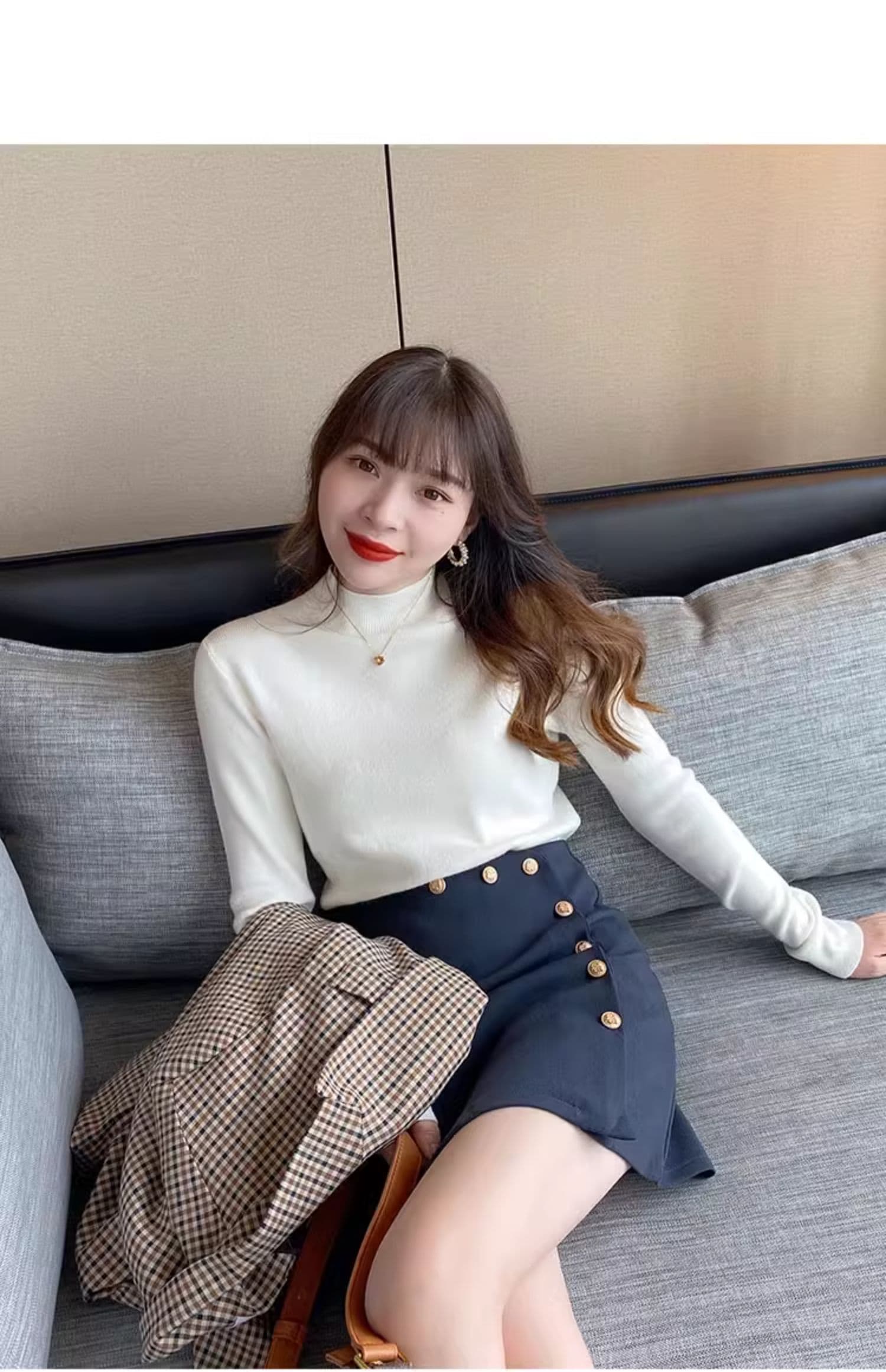고급 외국 가스 인사이드 가져 가라. 기본 셔츠 여성 2026 년 봄 가을 새로운 프릴 반하이넥 스웨터 니트 스웨터 맨위 상세 이미지 28