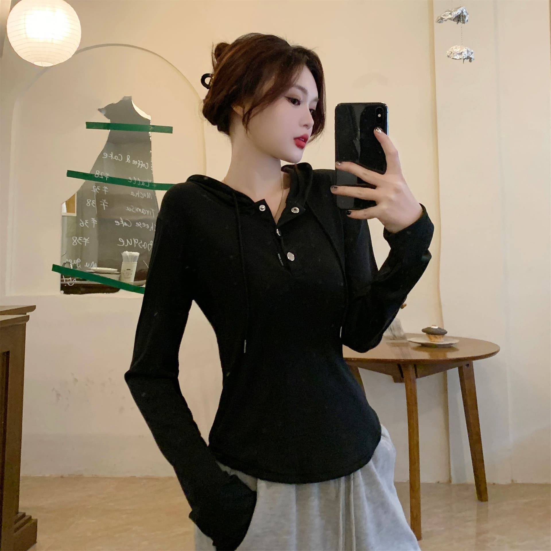 삼색 가을 겨울철 새로운 여성 의류 고유 한 Chic 패션 개성 후드 풀오버 맨위 상세 이미지 6