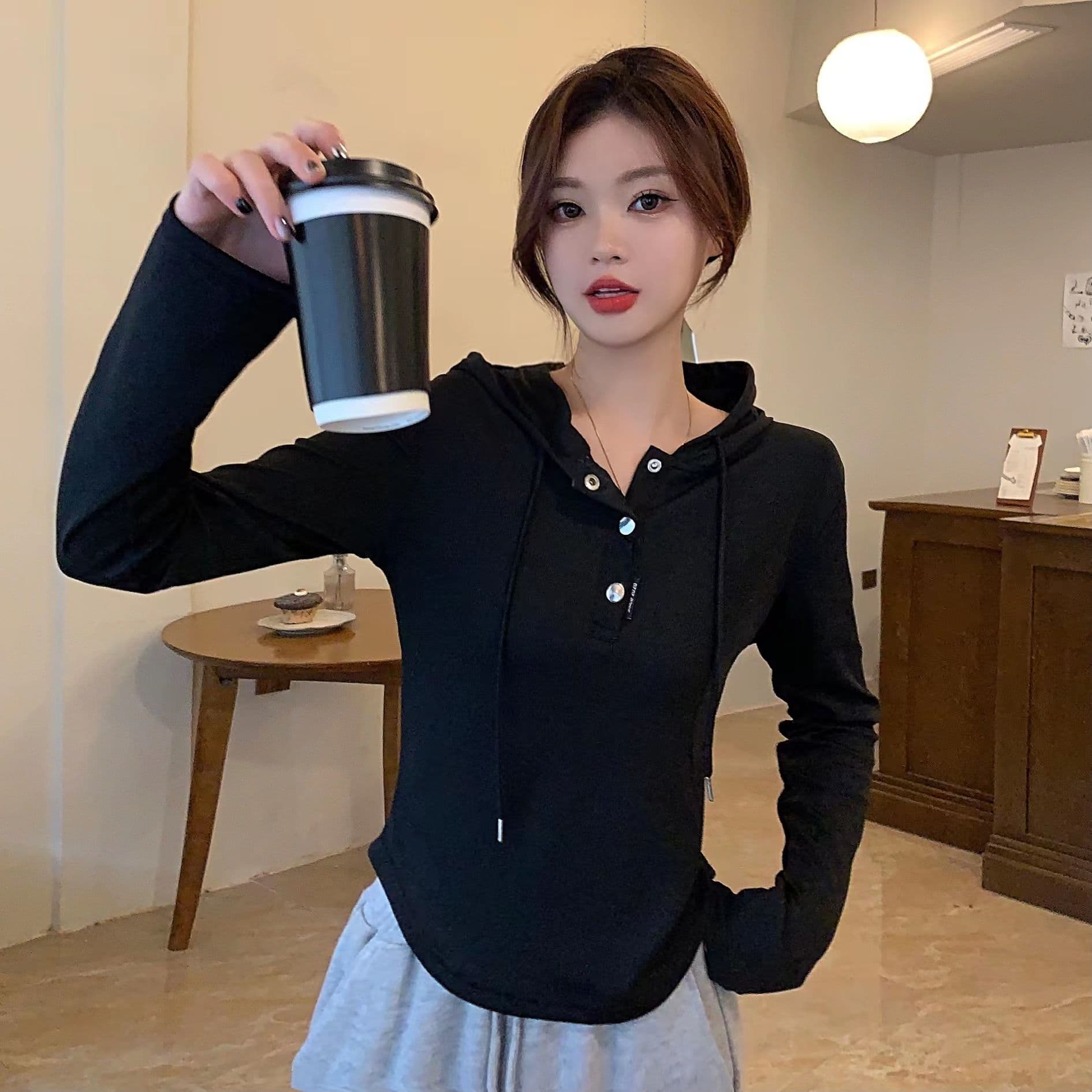 삼색 가을 겨울철 새로운 여성 의류 고유 한 Chic 패션 개성 후드 풀오버 맨위 상세 이미지 15
