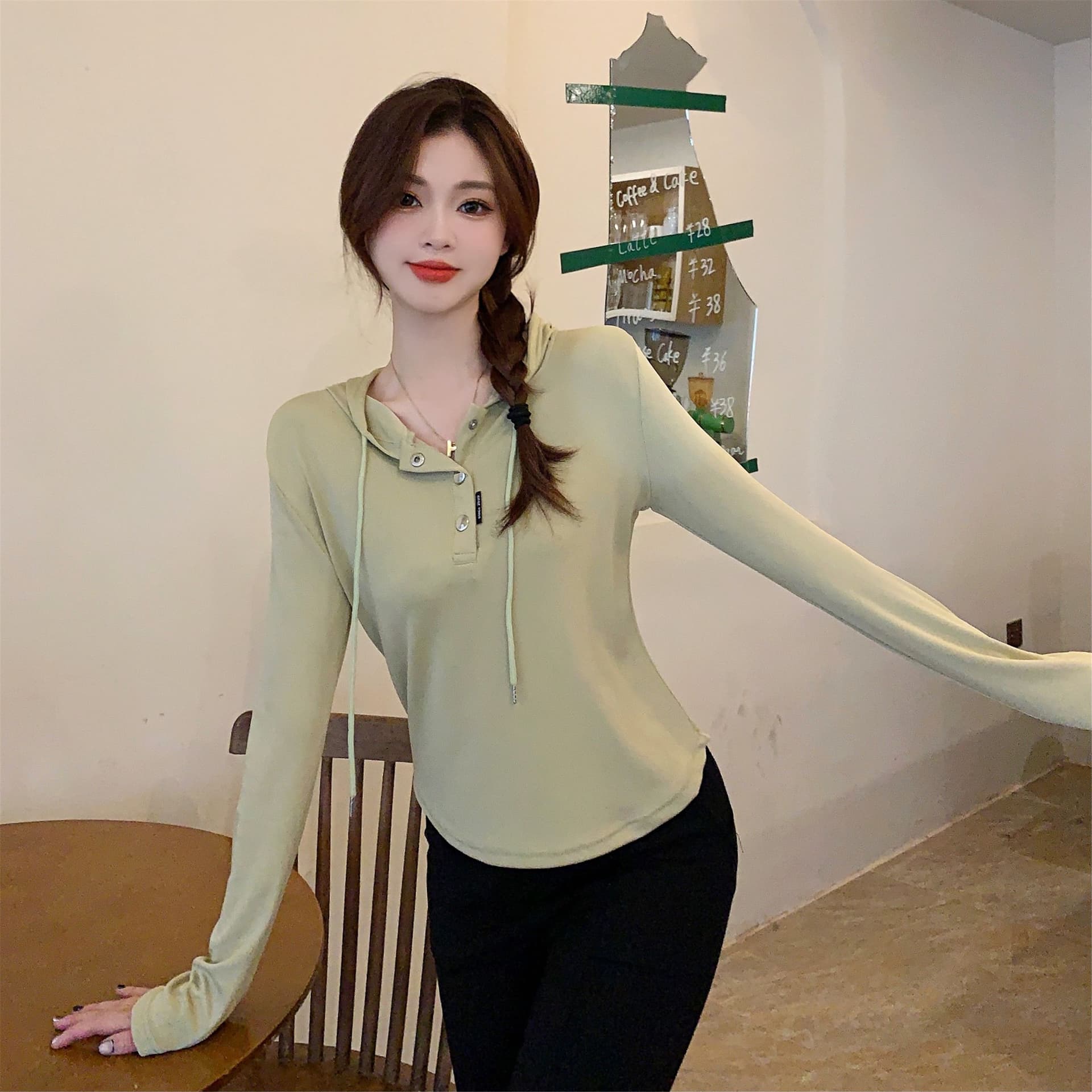 삼색 가을 겨울철 새로운 여성 의류 고유 한 Chic 패션 개성 후드 풀오버 맨위 상세 이미지 22