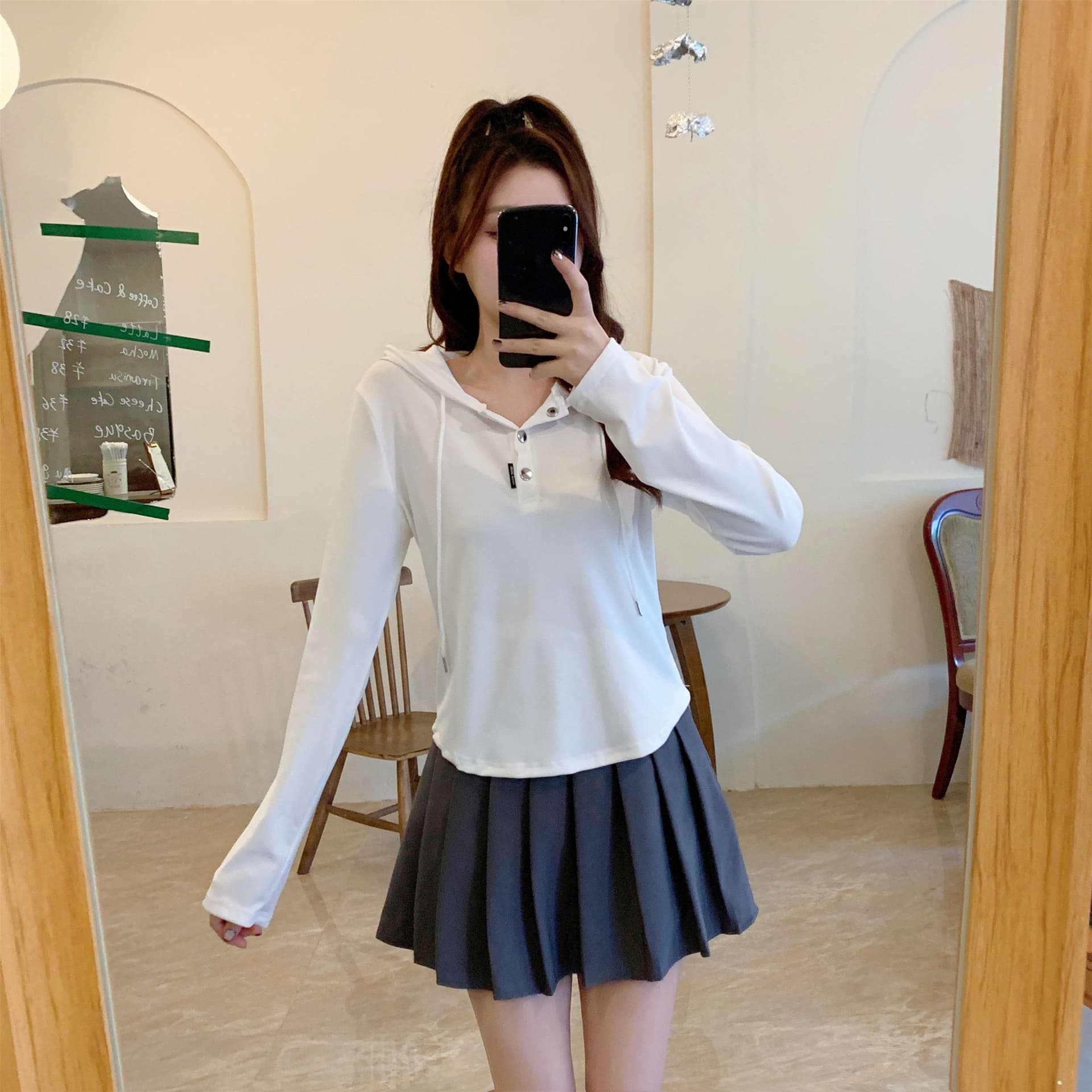 삼색 가을 겨울철 새로운 여성 의류 고유 한 Chic 패션 개성 후드 풀오버 맨위 상세 이미지 30