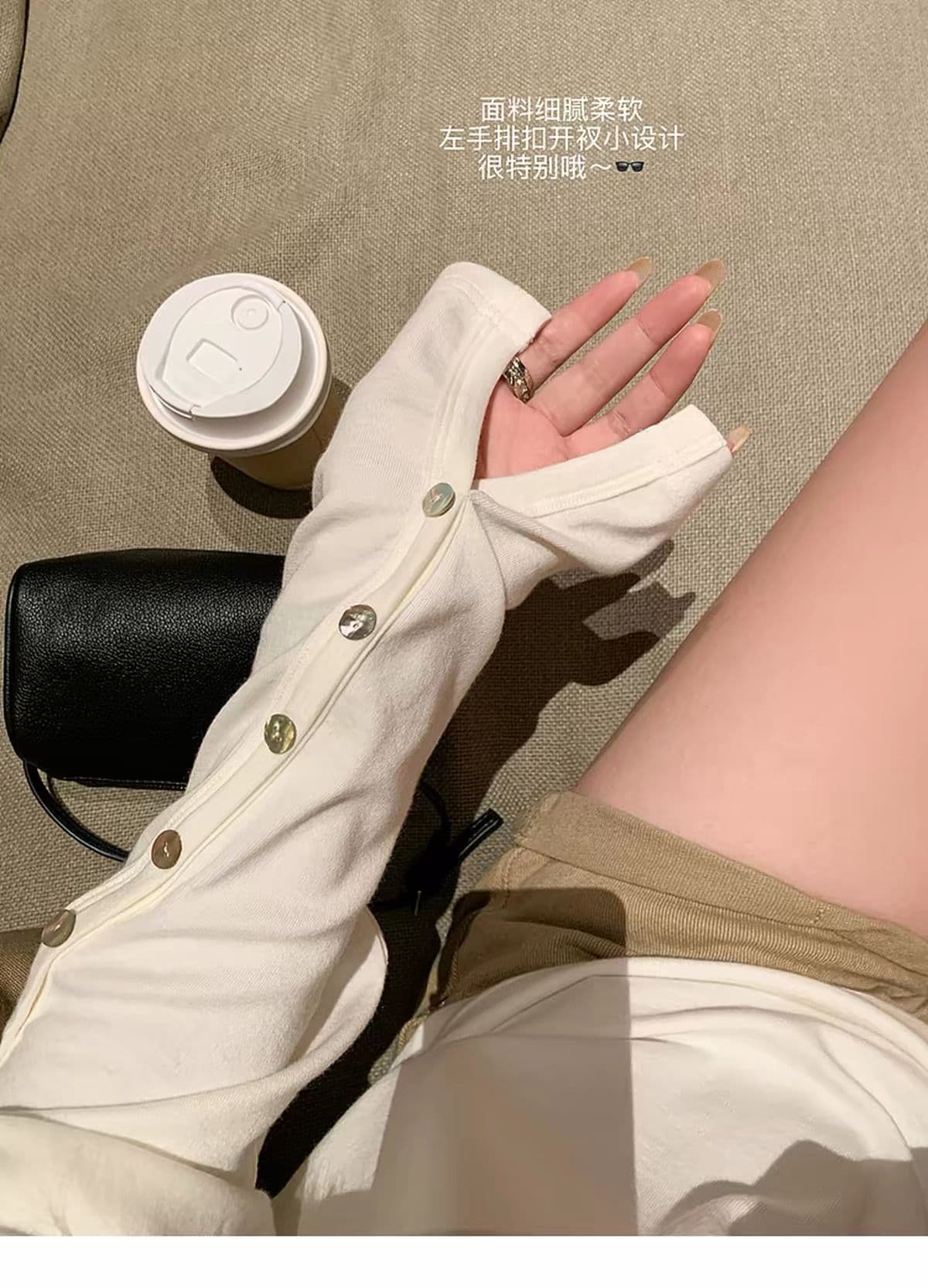 260 그램 양모 40 접착제 27 면 27 아크릴 6 암모니아 Lun 단추 비스듬한 어깨 긴팔 티셔츠 여성 가을 오프숄더 맨위 상세 이미지 7