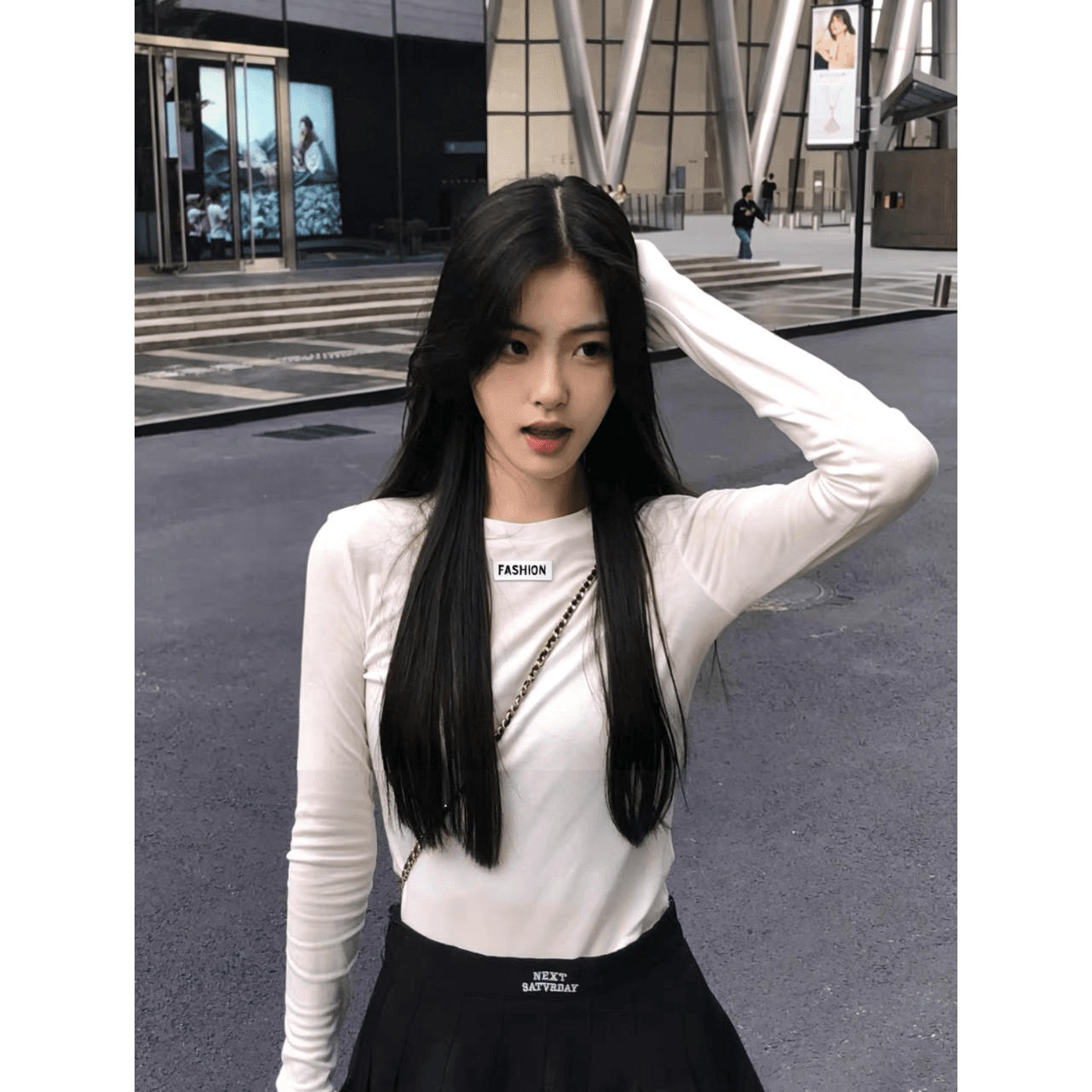 260 그램 양모 40 접착제 27 면 27 아크릴 6 암모니아 Lun 몸매 가꾸기 슬림해 보이는 긴팔 티셔츠 여성 가을 맨위 이미지 2