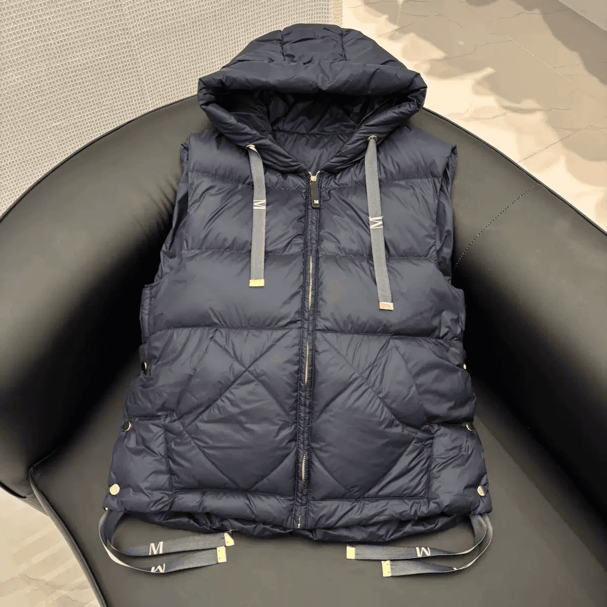 schinteon women 90 white duck down vest with hood casual sl 상세 이미지 7