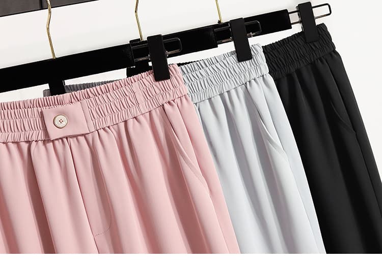 5588 실사 얼음 실크 넓은 다리 도루 센스 정장 바지 여성 봄 가을 여름 허리밴드 슬림해 보이는 하이웨이스트 스트레이트 캐주얼 바지 상세 이미지 15