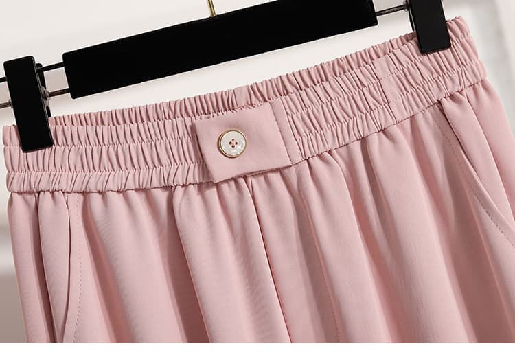 5588 실사 얼음 실크 넓은 다리 도루 센스 정장 바지 여성 봄 가을 여름 허리밴드 슬림해 보이는 하이웨이스트 스트레이트 캐주얼 바지 상세 이미지 19