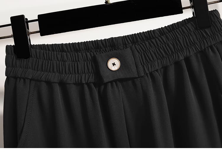 5588 실사 얼음 실크 넓은 다리 도루 센스 정장 바지 여성 봄 가을 여름 허리밴드 슬림해 보이는 하이웨이스트 스트레이트 캐주얼 바지 상세 이미지 35