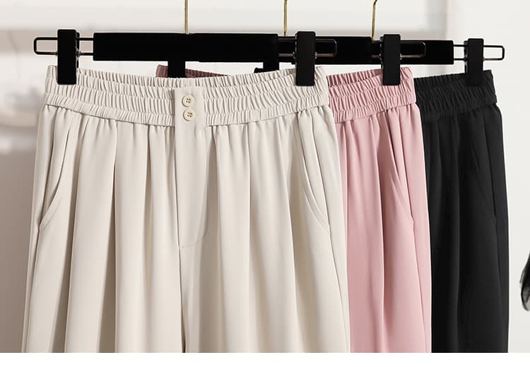 5667 실사 여름 정장 담배 파이프 바지 여성 얼음 실크 슬림해 보이는 무 바지 하이웨이스트 루즈핏 다용도 9 포인트 하렘 바지 상세 이미지 13
