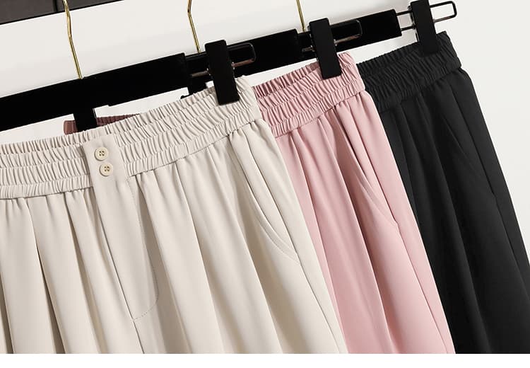 5667 실사 여름 정장 담배 파이프 바지 여성 얼음 실크 슬림해 보이는 무 바지 하이웨이스트 루즈핏 다용도 9 포인트 하렘 바지 상세 이미지 14