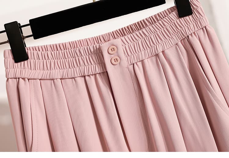 5667 실사 여름 정장 담배 파이프 바지 여성 얼음 실크 슬림해 보이는 무 바지 하이웨이스트 루즈핏 다용도 9 포인트 하렘 바지 상세 이미지 27