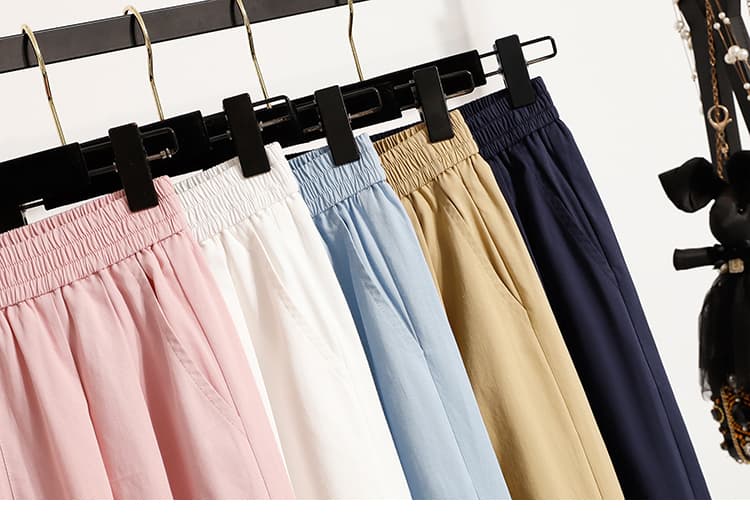 9 포인트 블루 색상 풍선 바지 빅 사이즈 지방 mm 배 모양 몸 루즈핏 할란 캐주얼 바지 상세 이미지 15