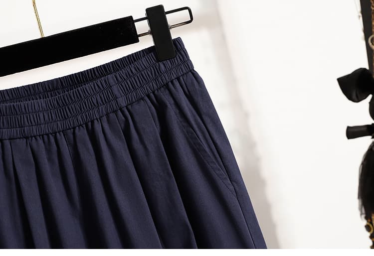 9 포인트 블루 색상 풍선 바지 빅 사이즈 지방 mm 배 모양 몸 루즈핏 할란 캐주얼 바지 상세 이미지 46