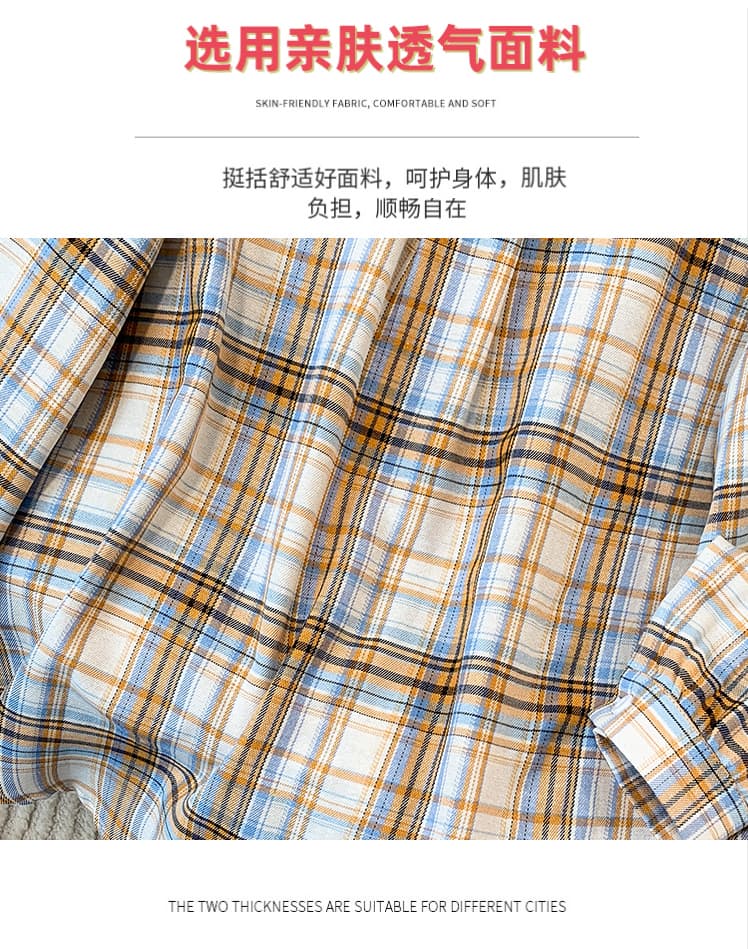5126 실사 레트로 항구 바람 격자 무늬 셔츠 여성 디자인 센스 작은 대중 POLO 칼라 긴팔 셔츠 루즈핏 맨위 상세 이미지 6
