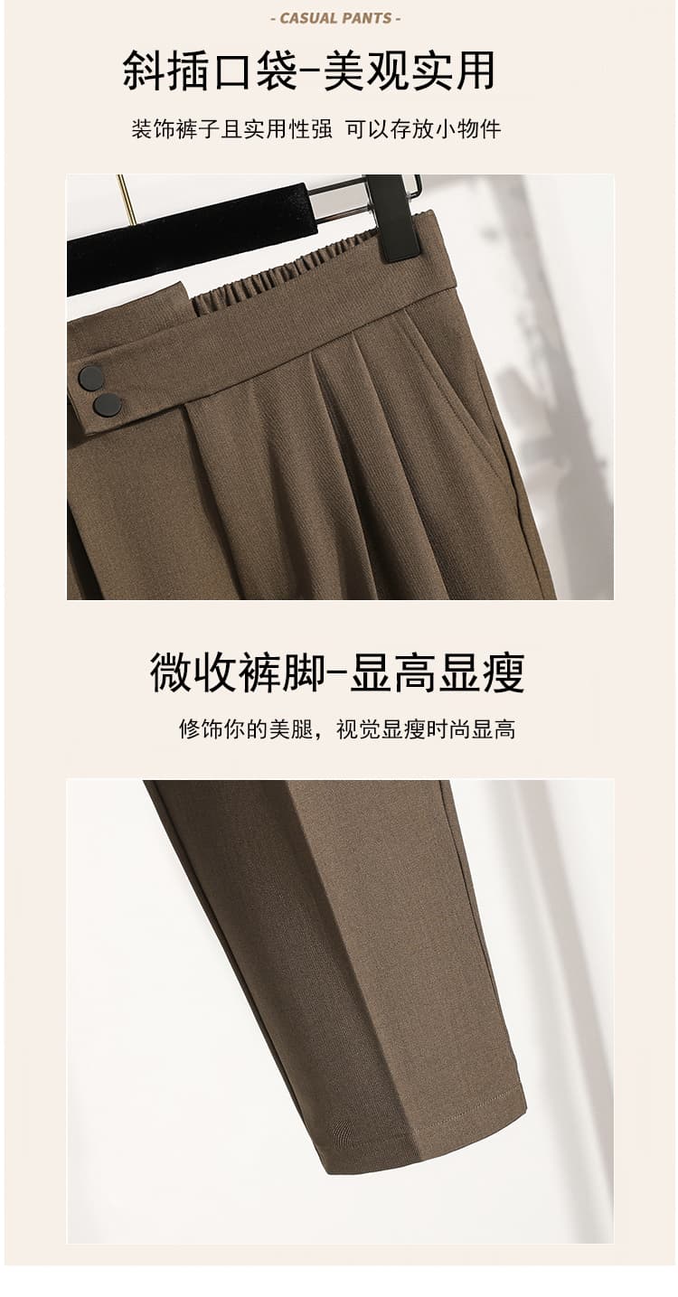 루즈핏 지방 mm 슬림해 보이는 빅 사이즈 캐주얼 9 포인트 정장 바지 도루 센스 담배 파이프 바지 상세 이미지 9