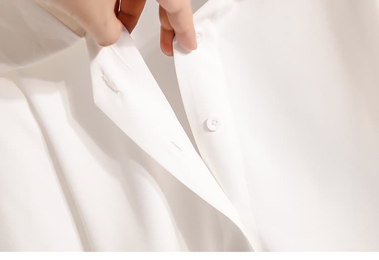 프랑스식 긴팔 여성 셔츠 가을 화이트 셔츠 디자인 센스 작은 대중 레이스업 출퇴근 맨위 상세 이미지 17