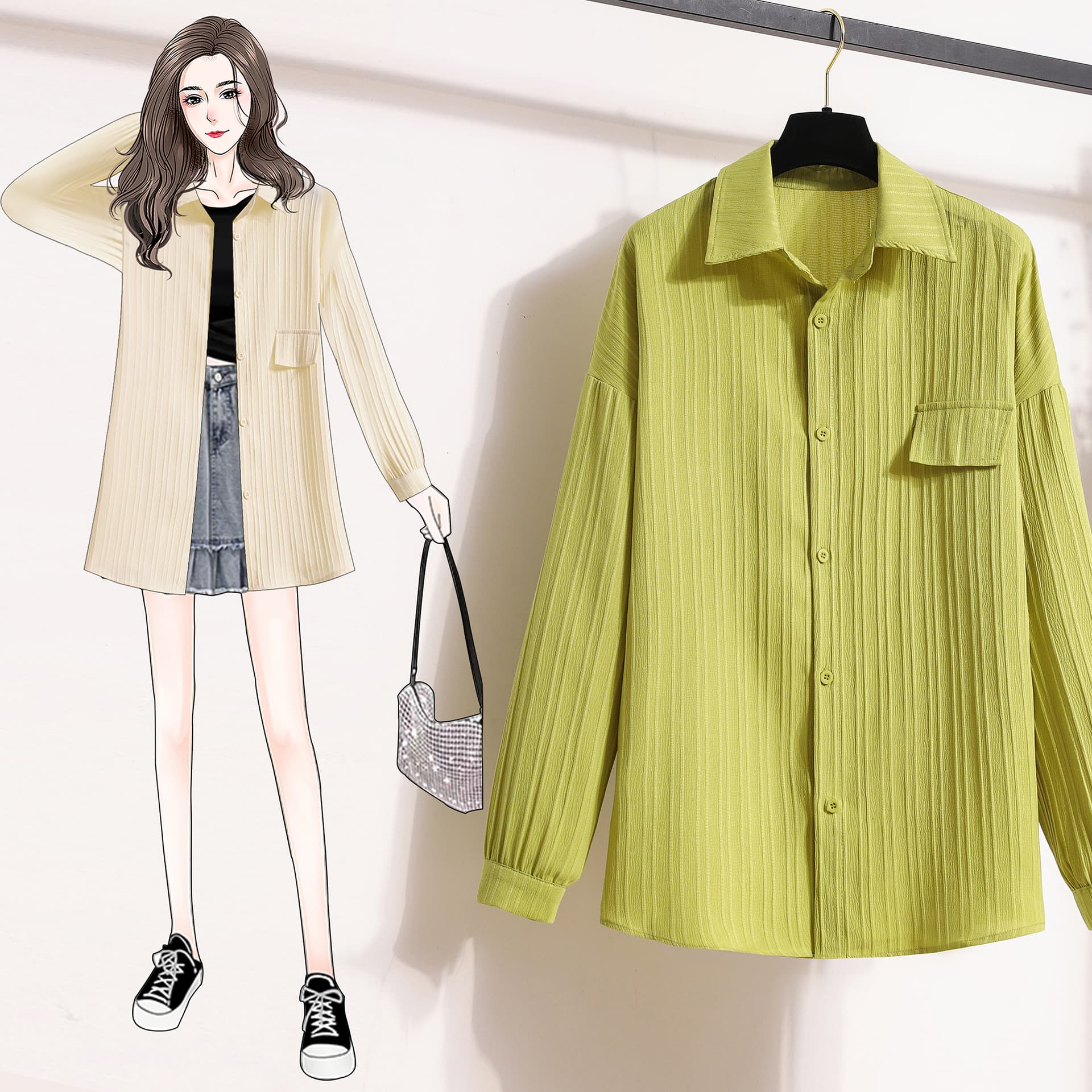 프랑스식 디자인 센스 긴팔 자외선 차단 셔츠 여름 작은 대중 Chic 작은 셔츠 셔츠 이미지 2
