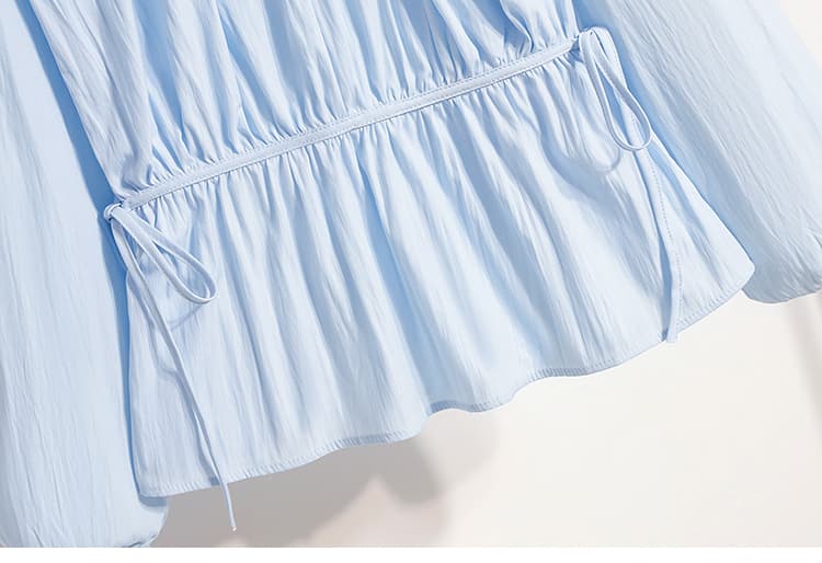 디자인 센스 레이스업 허리 수축 화이트 긴팔 여성 셔츠 루즈핏 연령 감소 인형 셔츠 맨위 상세 이미지 30