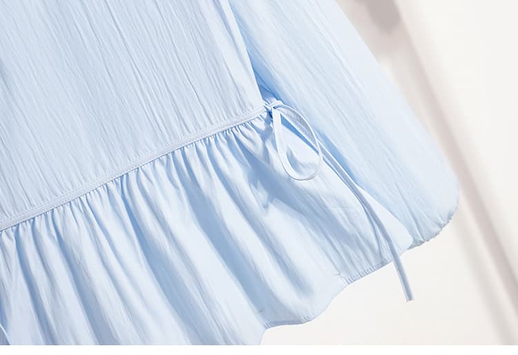 디자인 센스 레이스업 허리 수축 화이트 긴팔 여성 셔츠 루즈핏 연령 감소 인형 셔츠 맨위 상세 이미지 32
