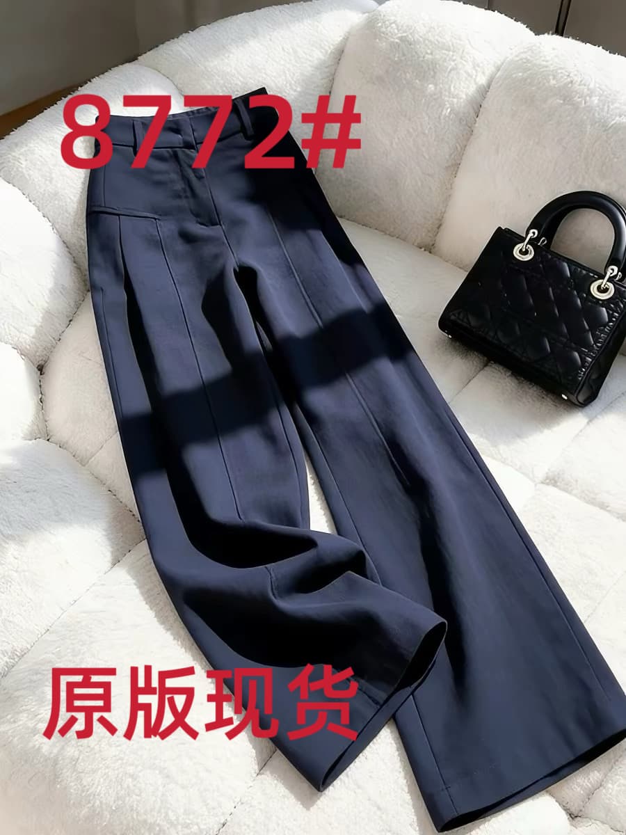 도루 가을 센스 오래된 돈 바람 바지 아이들 봄 루즈핏 bf 느긋한 바람 슬림해 보이는 품격 하이웨이스트 블루 색상 아마 와이드 레그 팬츠