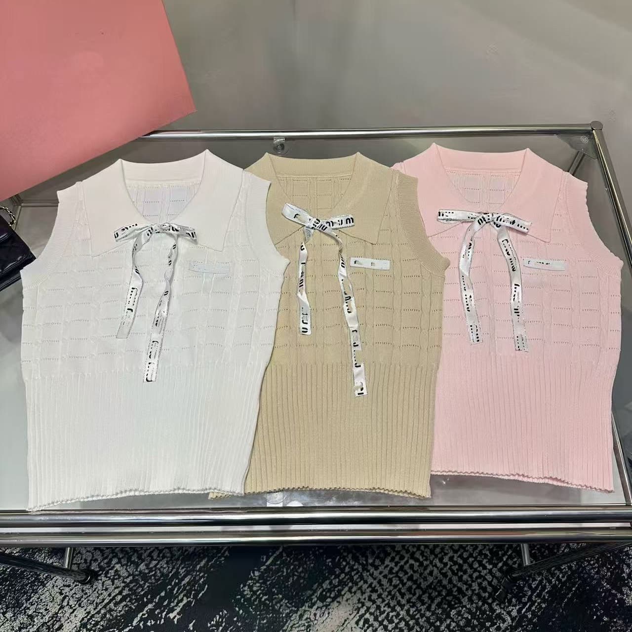 g1 studios 학원 스타일 쌀 살구 색상 POLO 칼라 조끼 여성 여름 순수한 욕망 연령 감소 레이스업 슬림해 보이는 민소매 맨위 이미지 5