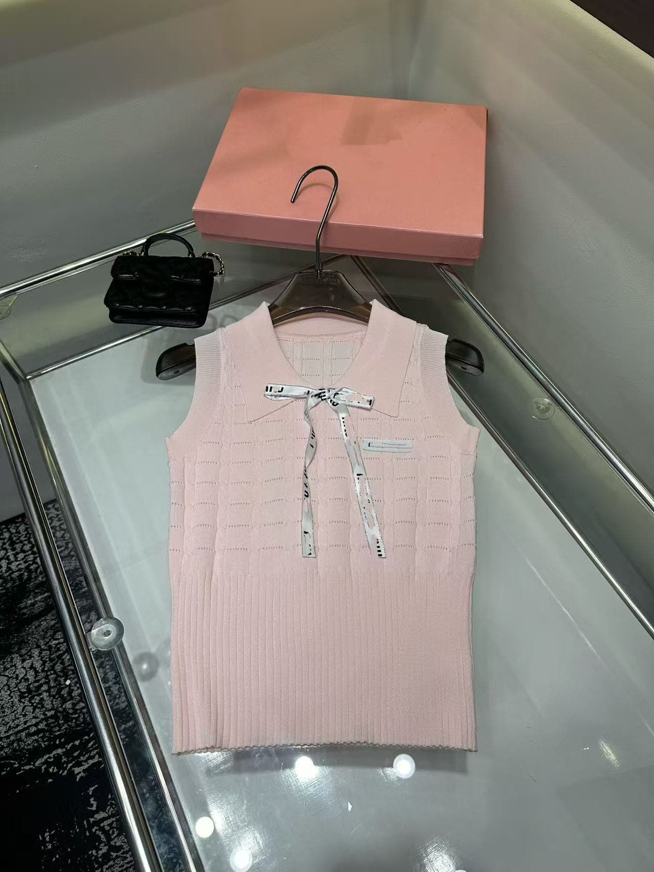 g1 studios 학원 스타일 쌀 살구 색상 POLO 칼라 조끼 여성 여름 순수한 욕망 연령 감소 레이스업 슬림해 보이는 민소매 맨위 상세 이미지 4