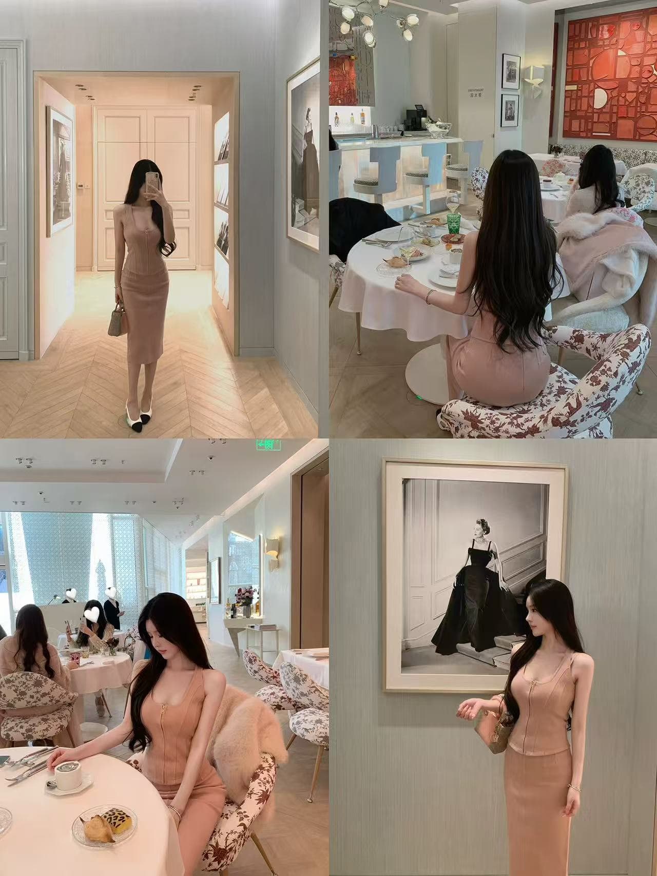 the swan 부문 피닉스 빛 럭셔리 부드러운 향기로운 부드러운 입력 구두 고급 공예 u 칼라 조끼 니트 맨위 반 스커트 상세 이미지 2