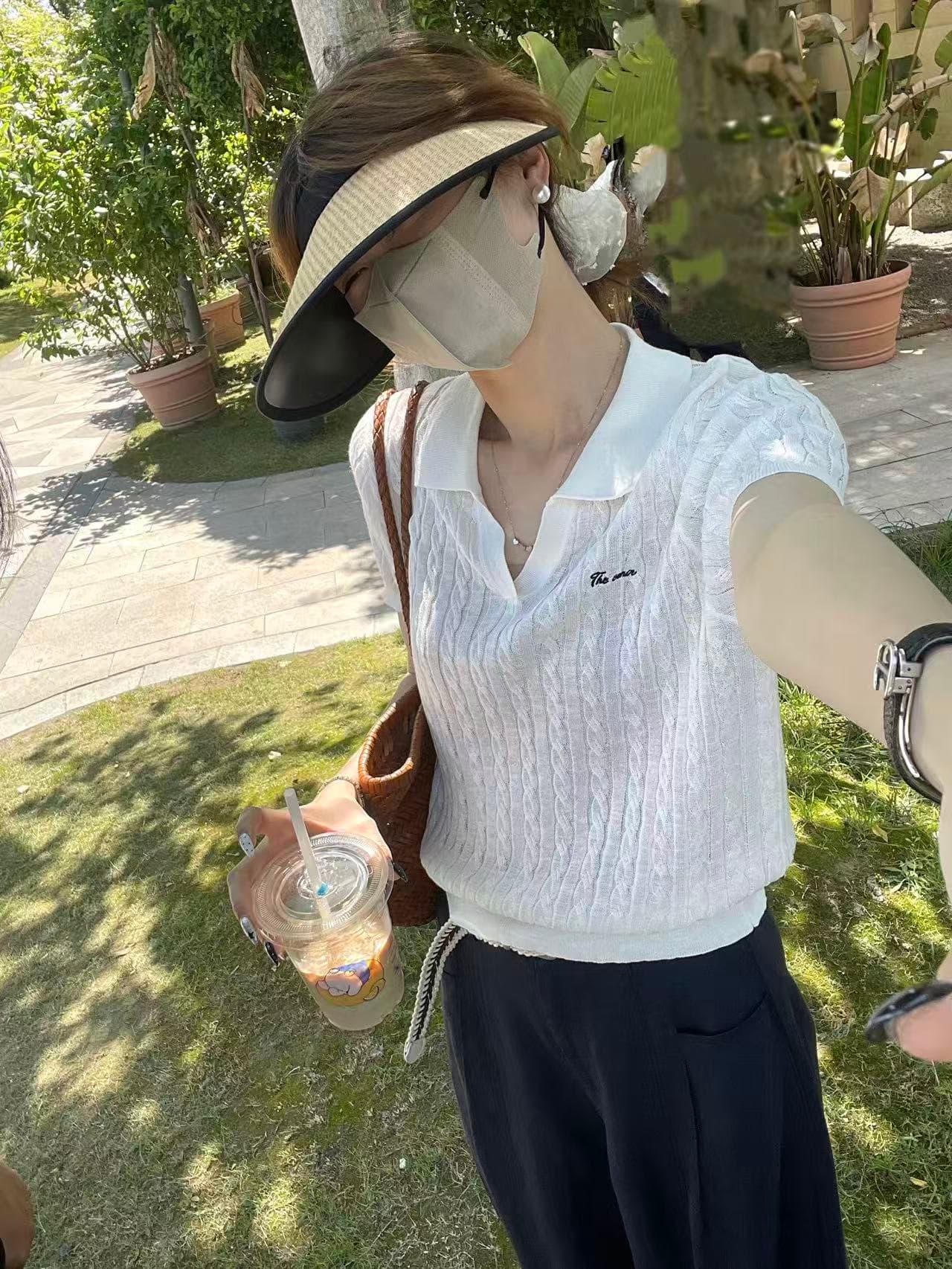 bari 여름 신제품 아마 폴로 칼라 polo 니트 스웨터 꽈배기 얇은 스타일 오래된 돈 바람 미니멀리즘 한 부서 루즈핏 맨위