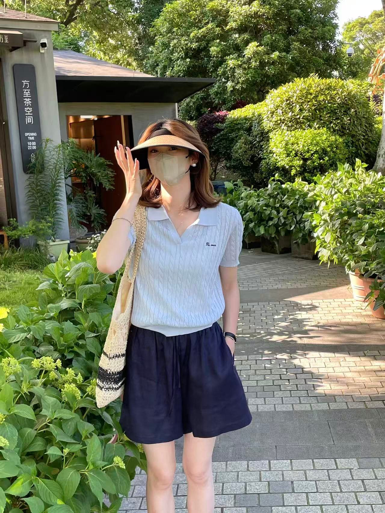 bari 여름 신제품 아마 폴로 칼라 polo 니트 스웨터 꽈배기 얇은 스타일 오래된 돈 바람 미니멀리즘 한 부서 루즈핏 맨위 상세 이미지 4