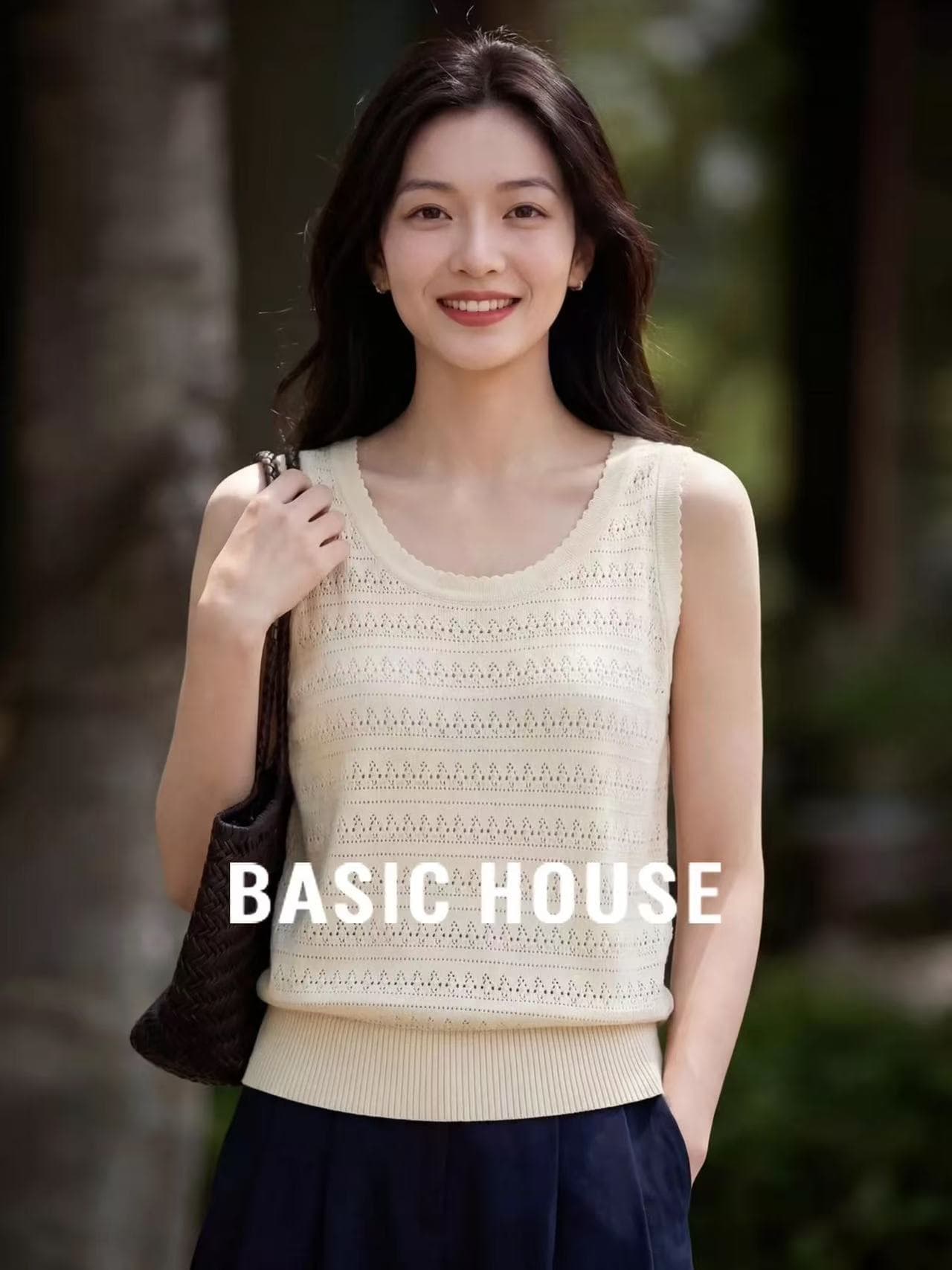 살구 색상 홀로우 아웃 u 칼라 캐미솔 여름 외출용 민소매 어깨 맨위