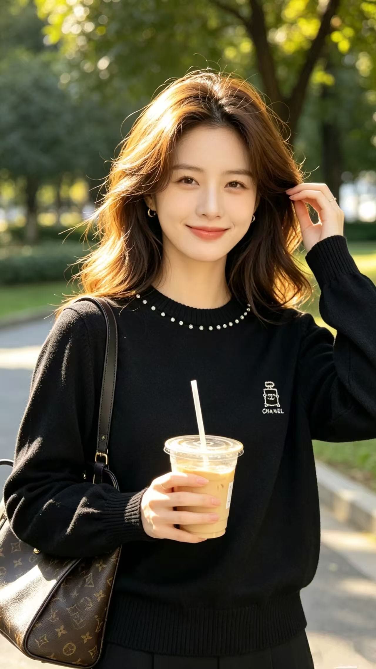 프랑스식 무거운 작업 비즈 박기 반팔 니트 스웨터 여성 가을 새로운 품격 슬림해 보이는 다용도 작은 셔츠 고유 한 Chic 맨위 이미지 2
