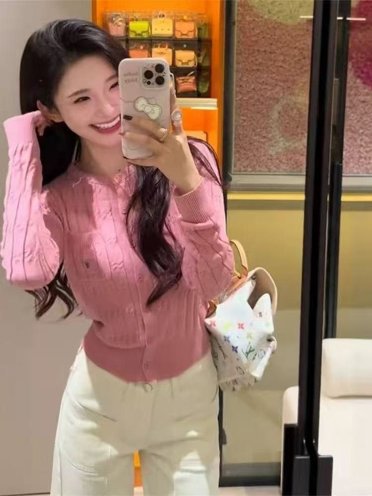 한 부서 분위기 센스 이른 가을 착용 가져 가라. 구덩이 기사 긴팔 니트 오픈 가디건 여성 느긋한 고급 센스 스웨터 짧은 외투 맨위