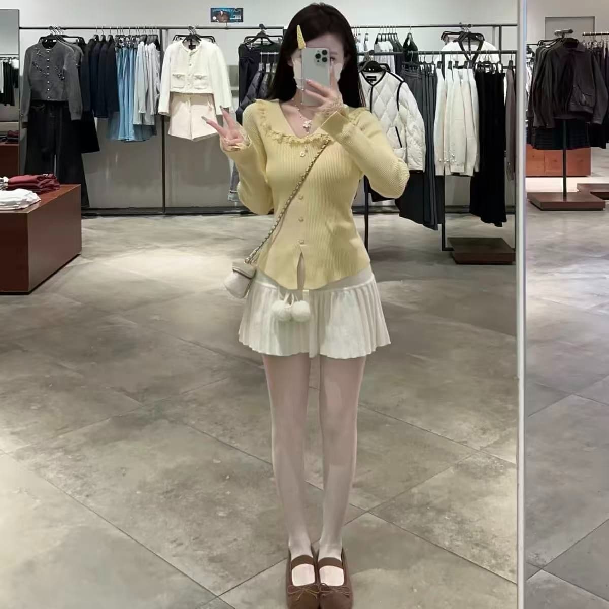 프랑스식 부드러운 바람 베이비 칼라 레이스 조각 긴팔 니트 스웨터 맨위 여성 가을 겨울철 몸매 가꾸기 인사이드 가져 가라. 기본 셔츠 상세 이미지 5