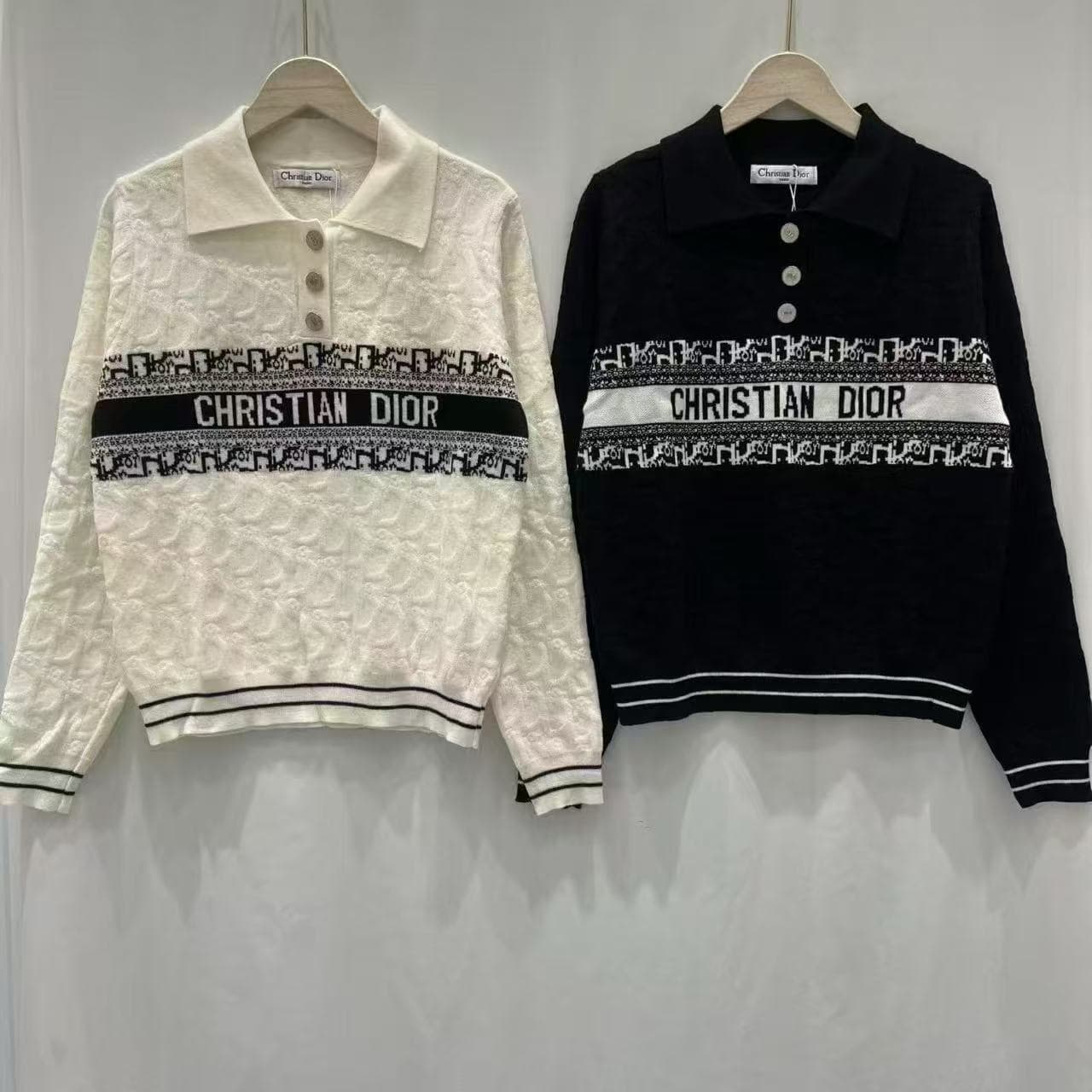 여름 라이 경기 서울 POLO 칼라 캐주얼 알파벳 프린트 긴팔 티셔츠 여성 루즈핏 폴로 칼라 니트 긴 소매 맨위 이미지 3