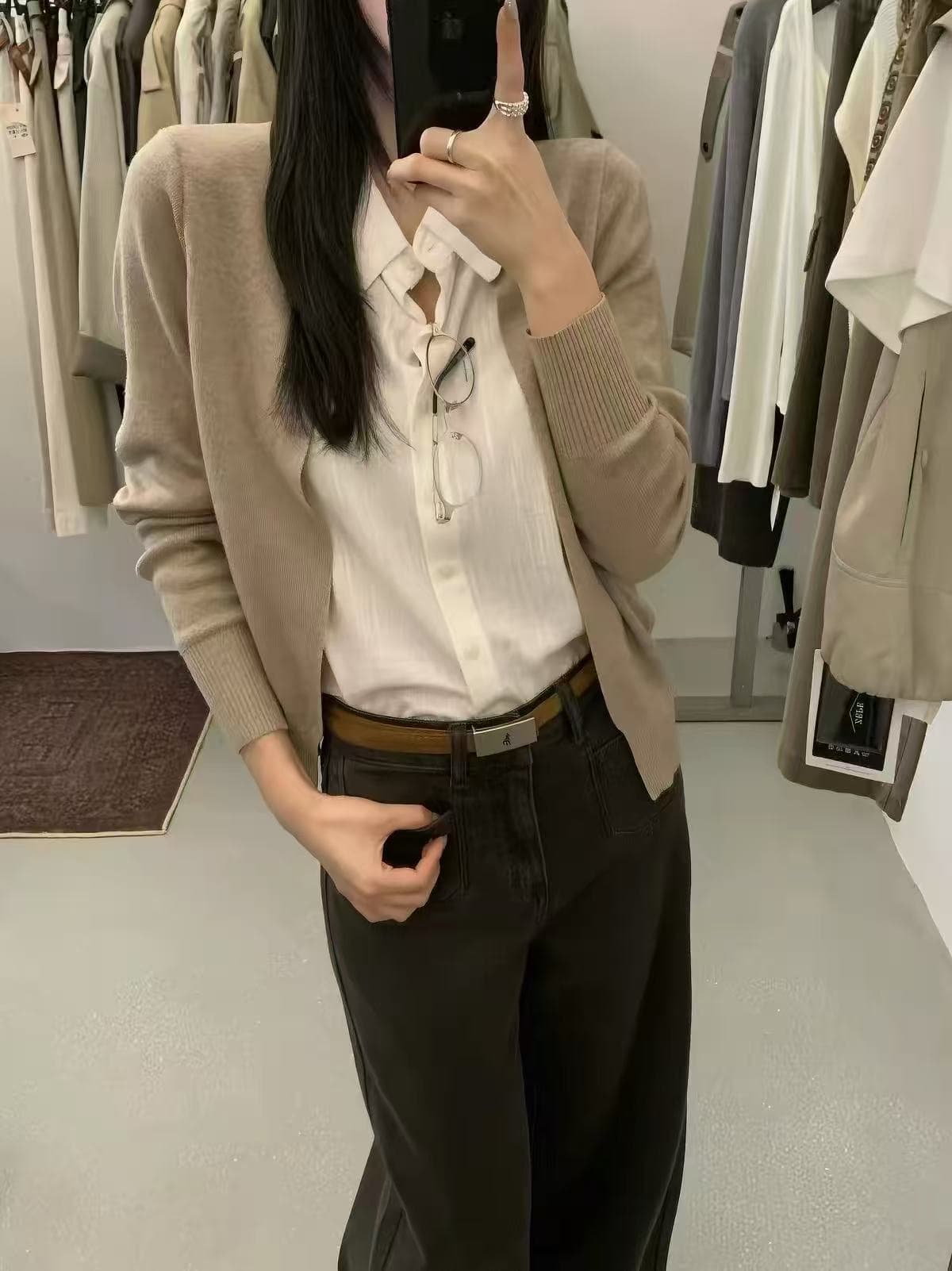 zepe 가을 새로운 프랑스식 학원 스타일 폴로 칼라 니트 아마 패치워크 오픈 가디건 여성 페이크 레이어드 오래된 돈 바람 맨위 상세 이미지 3