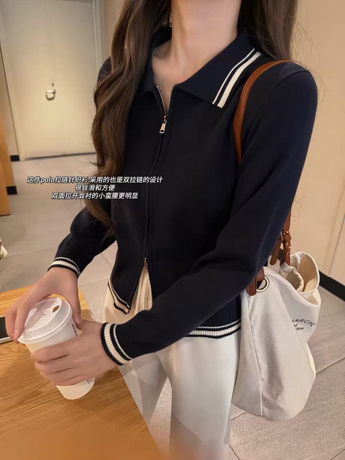 영국식 소녀 miu 부서 느긋한 바람 POLO 칼라 오픈 가디건 여성 봄 가을 2026 새로운 작은 대중 얇은 스타일 재킷 이미지 4