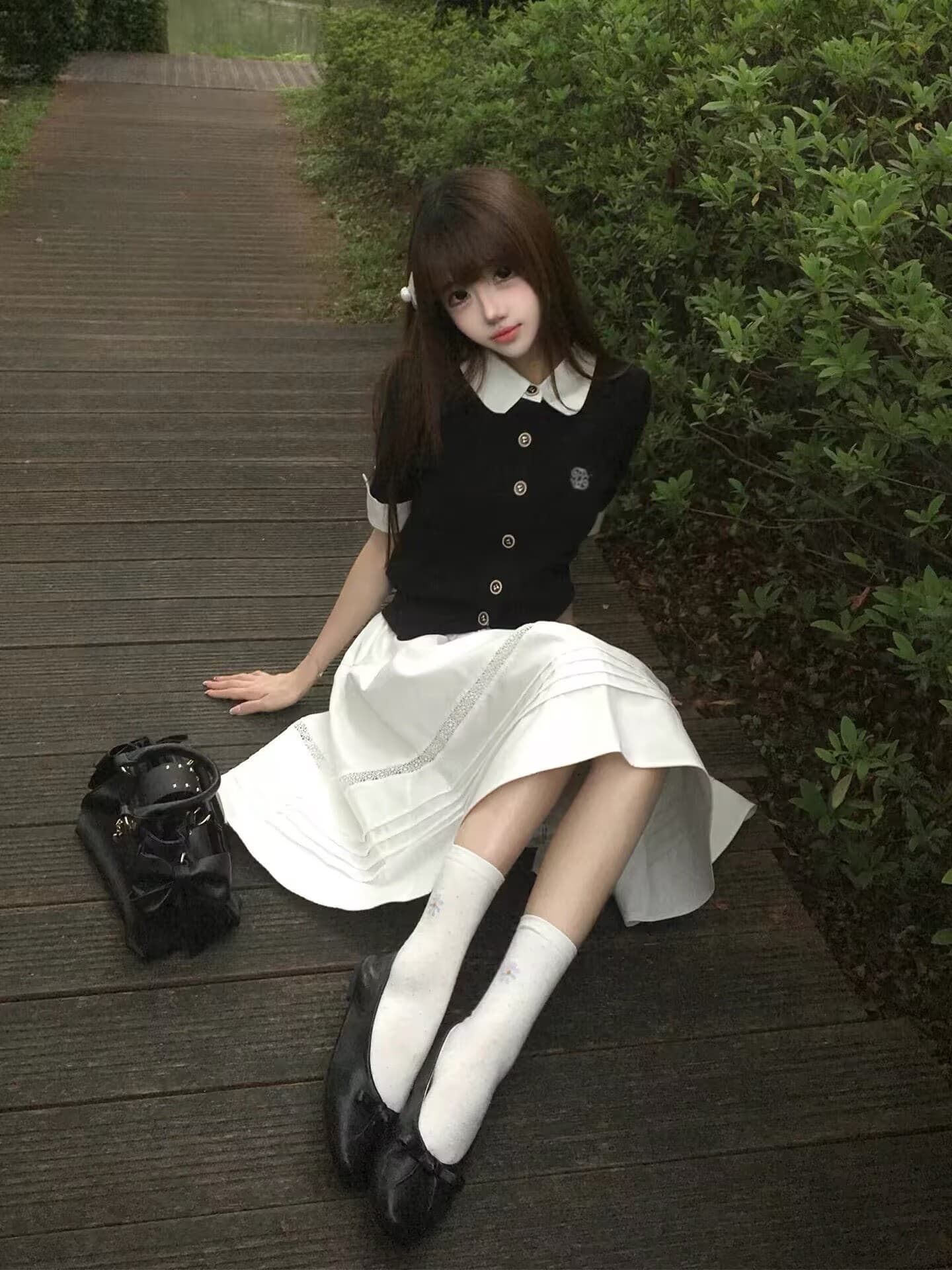 달콤함 한 부서 학원 스타일 세트 여성 여름 miu 부서 천 골드 센스 고유 한 아름다운 아름다운 치마 착용 가져 가라. 전체 집합 상세 이미지 3