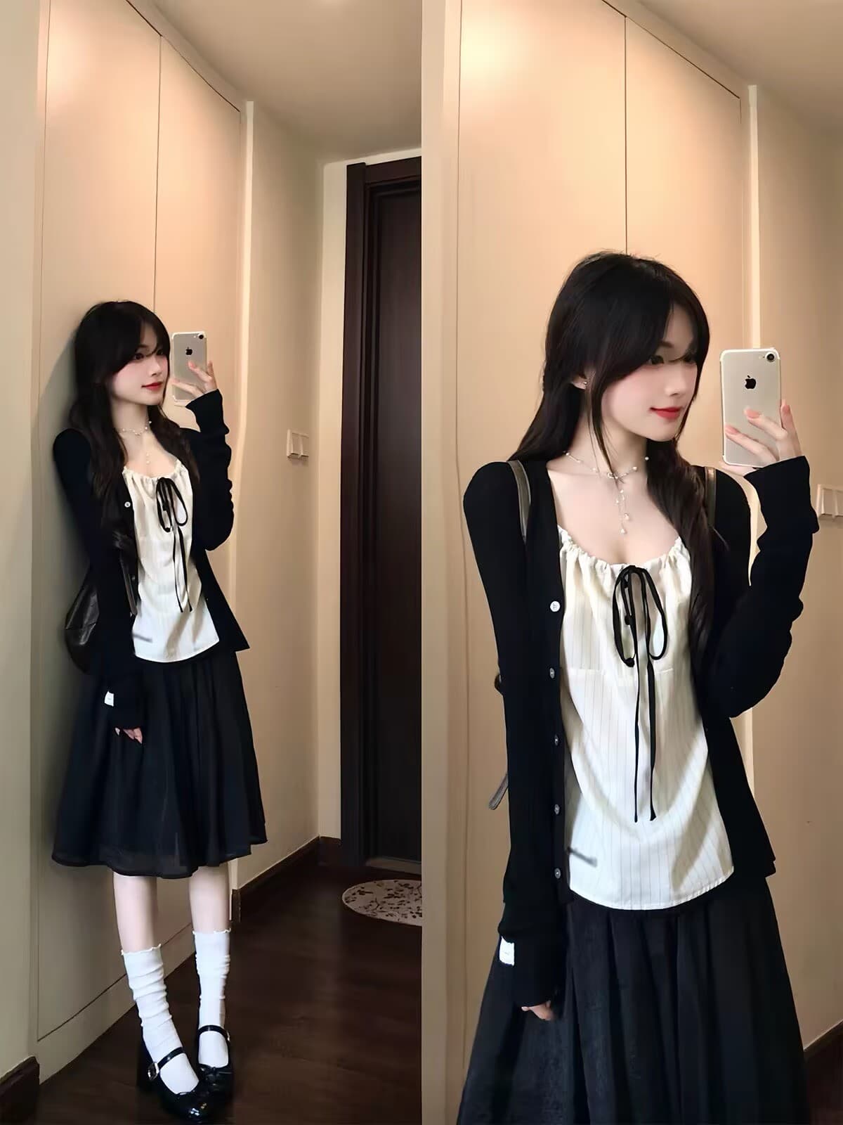 이른 가을 니트 오픈 가디건 한 첨부 된 의류 반신 스커트 가을 세트 여성 이른 가을 패션 고급 센스 착용 가져 가라. 전체 집합 트렌디 이미지 2
