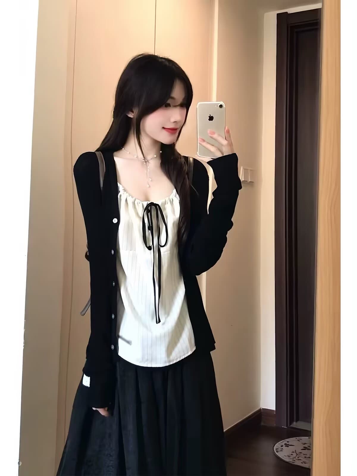 이른 가을 니트 오픈 가디건 한 첨부 된 의류 반신 스커트 가을 세트 여성 이른 가을 패션 고급 센스 착용 가져 가라. 전체 집합 트렌디 상세 이미지 5