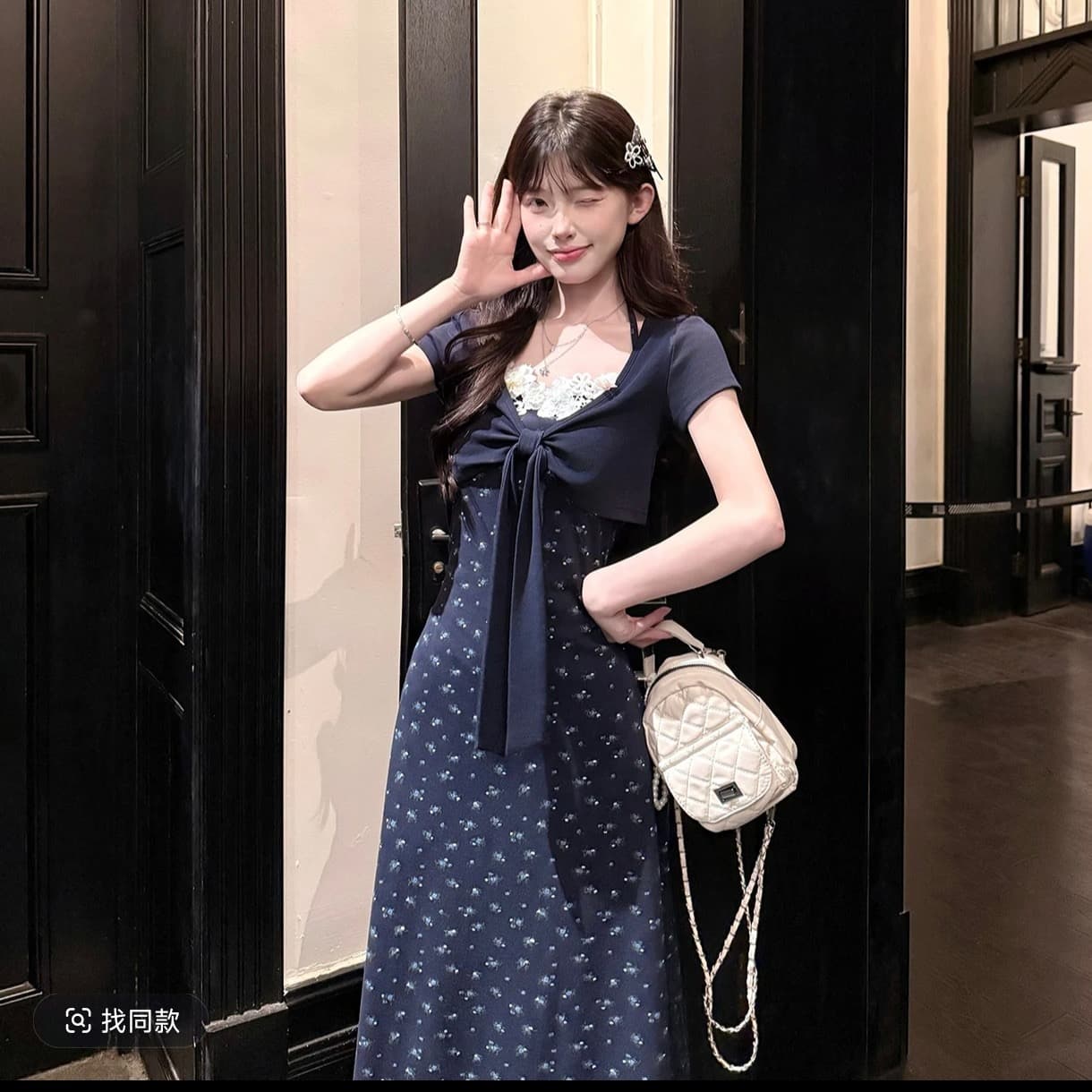 캄파넬라 세과 house 별이 빛나는 밤 편지 달콤함 부드러운 바람 꽃무늬 레이스 짧은 맨위 롱 스커트 점프 슈트 치마 세트 이미지 2