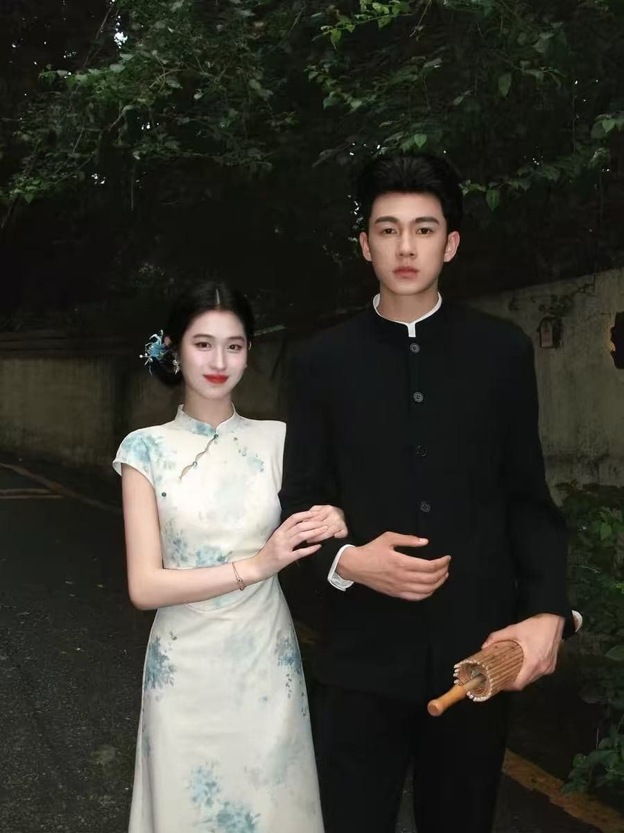 5.31new 조기 10시 하프 신제품 켜기 새로운 77 접기 새로운 중식 헤일로 염색 꽃무늬 한 마디 치파오 드레스 이미지 3