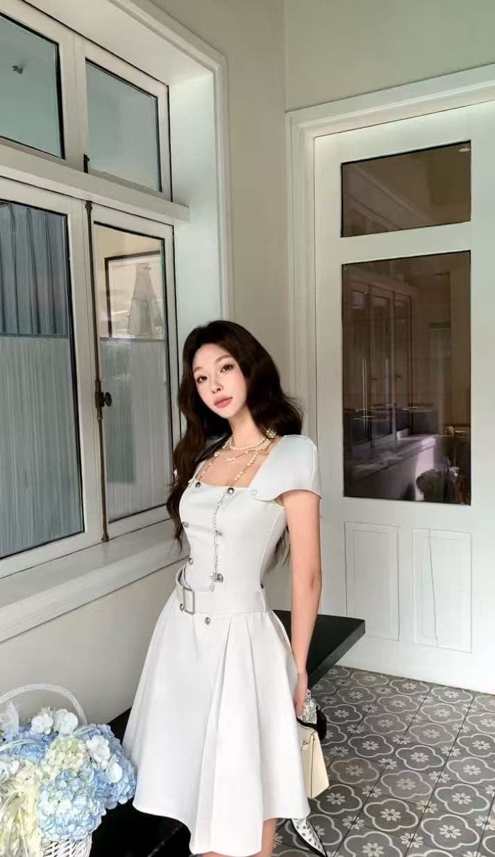 barb chill 천천히 리듬 인생 한국 드라마 여성 주님 살구 색상 바람 드레스 탈착식 숄 슬림해 보이는 A라인 스커트 이미지 3