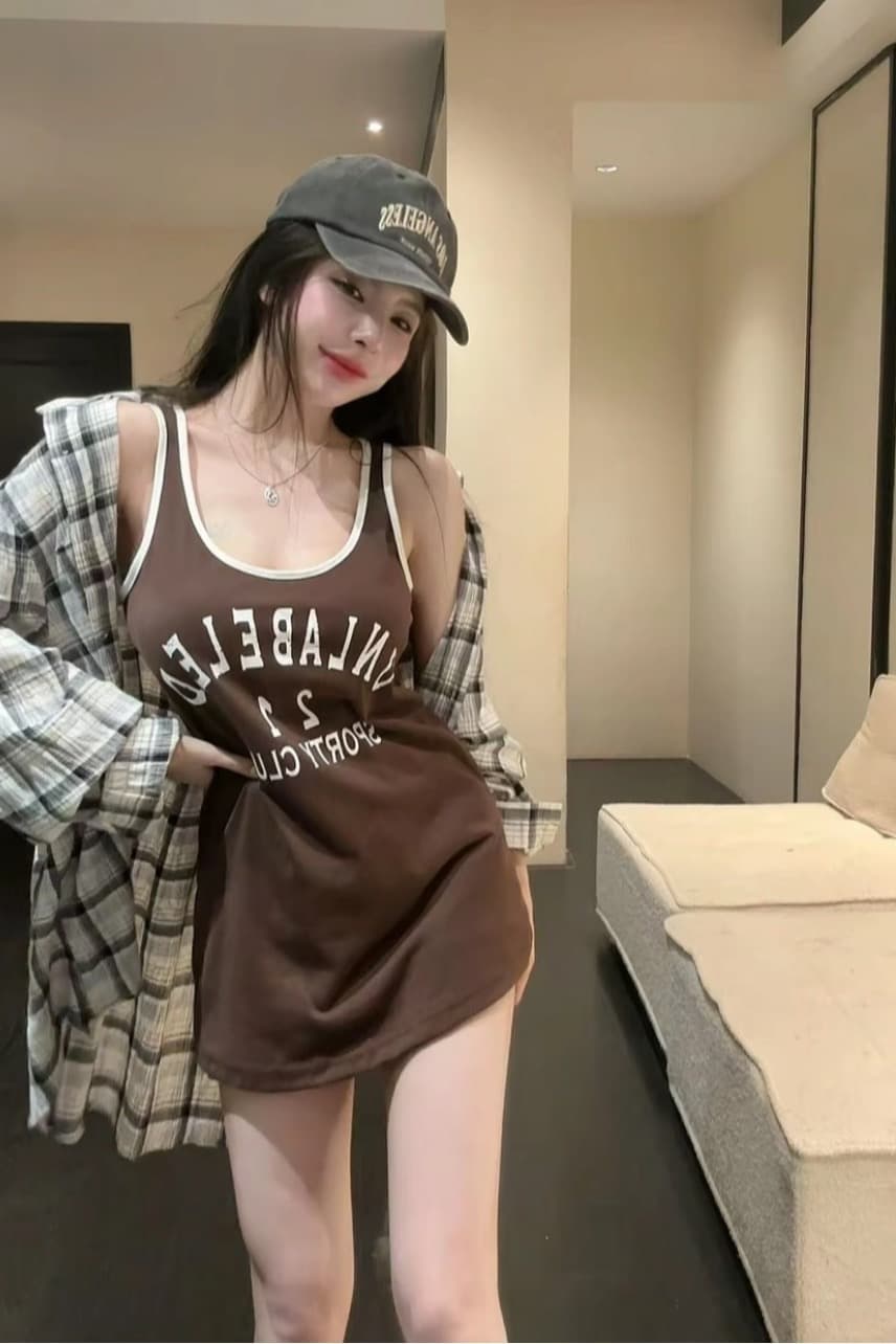 huihui 여름 새로운 레트로 프린트 u 칼라 조끼 슬림해 보이는 수 있습니다. 인사이드 가져 가라. 외출용 민소매 맨위
