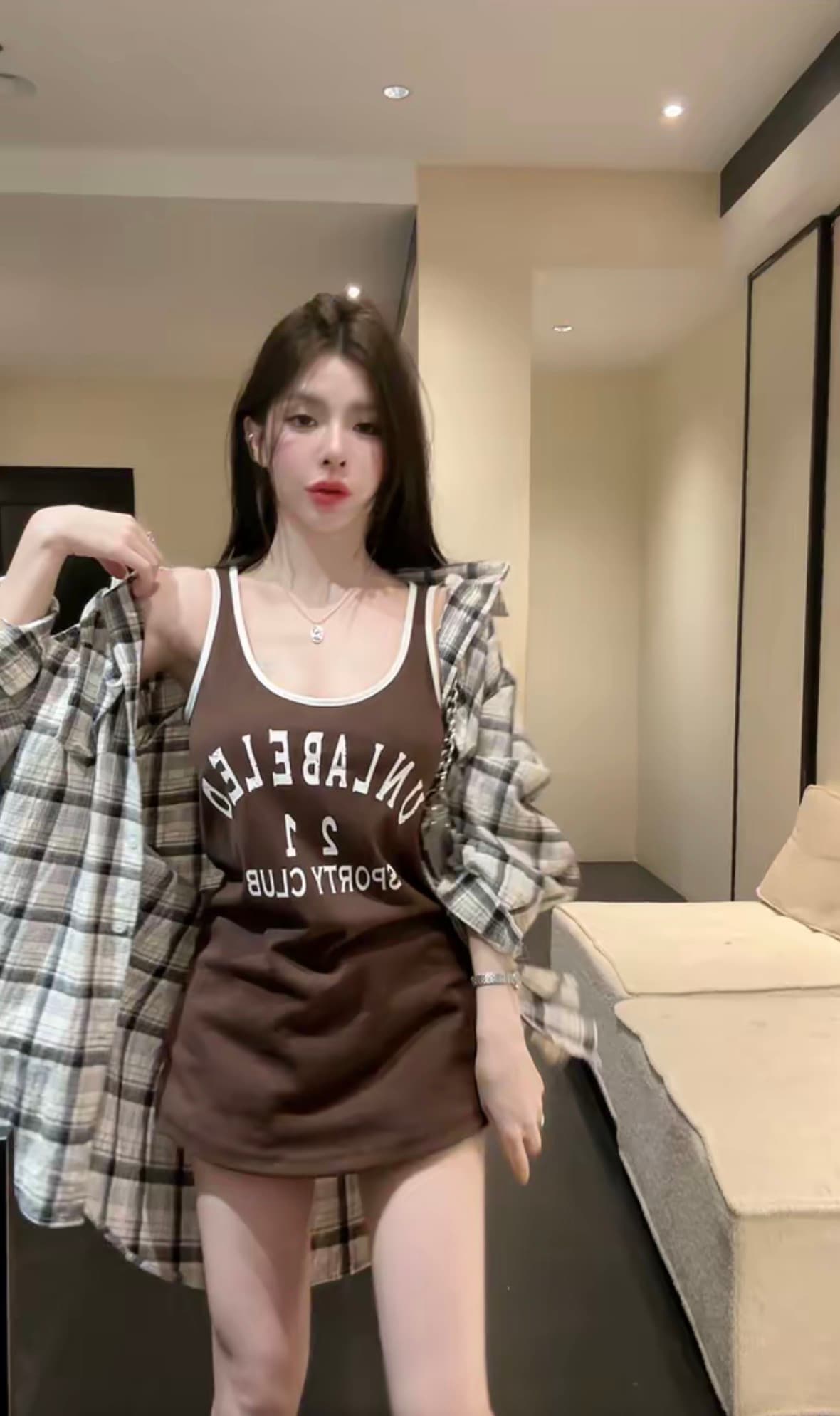 huihui 여름 새로운 레트로 프린트 u 칼라 조끼 슬림해 보이는 수 있습니다. 인사이드 가져 가라. 외출용 민소매 맨위 이미지 3