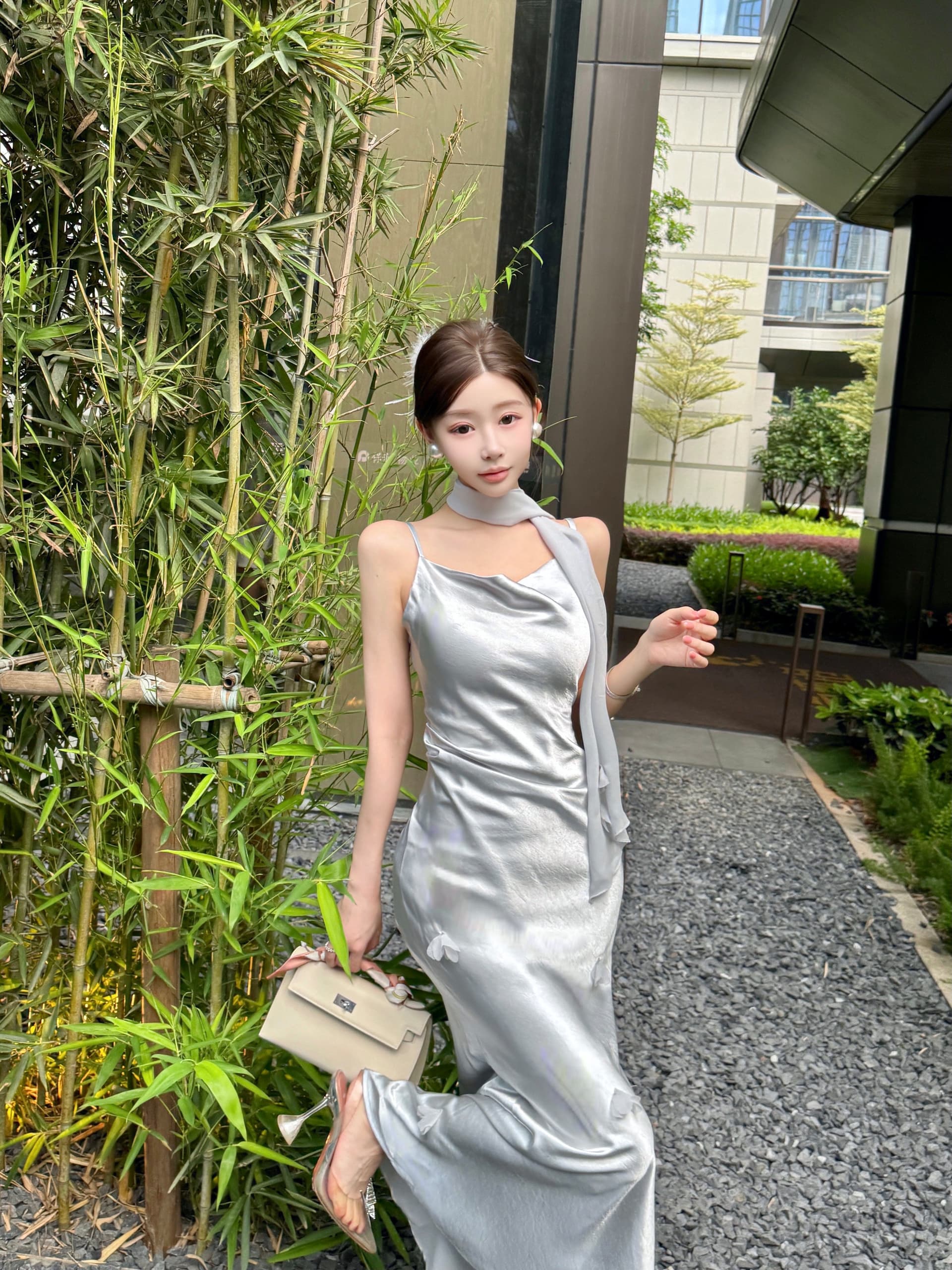 실사 프랑스식 빛 럭셔리 품격 흔들다 칼라 인어 꼬리 슬립 여성 드레스 여름 명문 여성 몸매 가꾸기 연회 예복 투피스 세트 상세 이미지 16